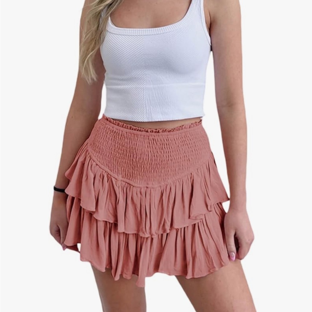 Seed Heritage Pink Smocked Tiered Skater Skorts